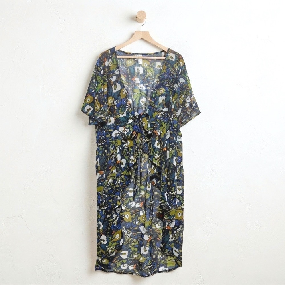Live 4 Truth Floral Sheer Chiffon Swim Cover Up Kimono Cardigan Plus Size 3X